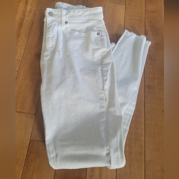 LOFT Curvy High Rise Skinny Jeans White Raw Hem Size 25 - Picture 4 of 6
